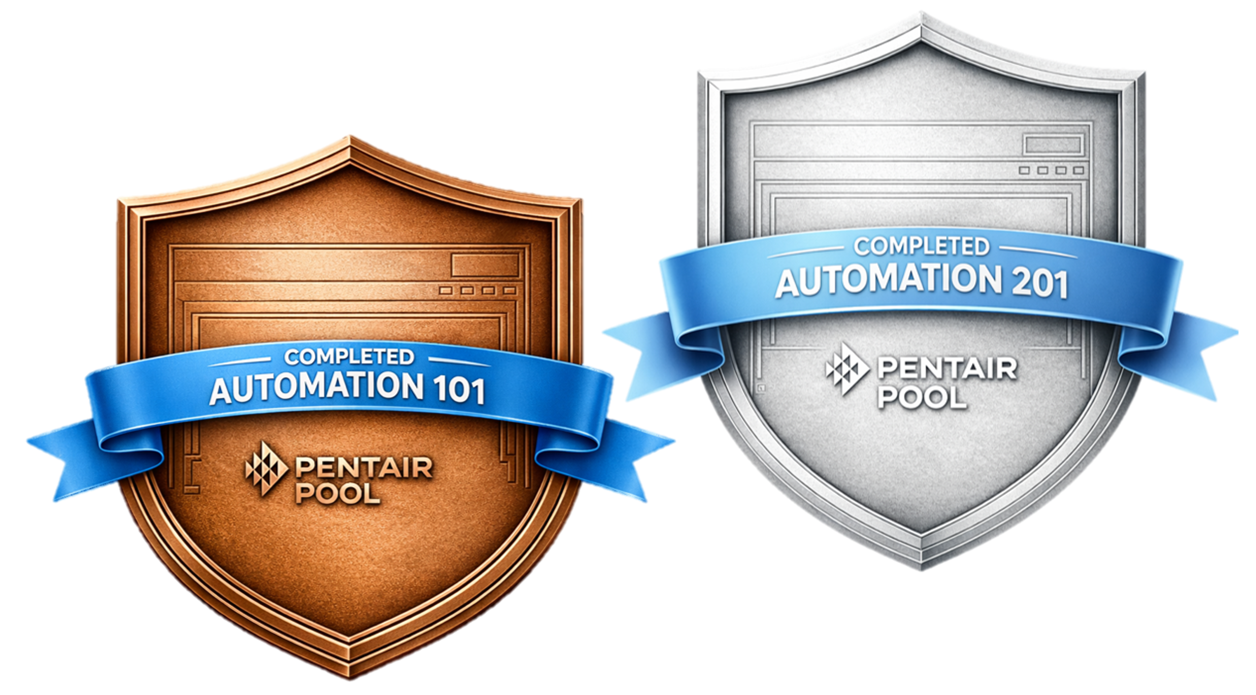 two badges: Bronze and Silver. A blue banner with text: Automation Pro is across each badge